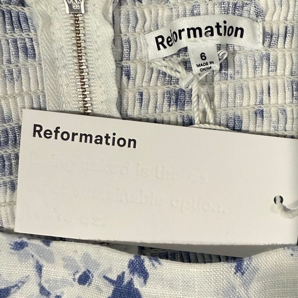 NWT Reformation Blue Overland Floral Linen Top (Size 6) - Picture 6 of 6